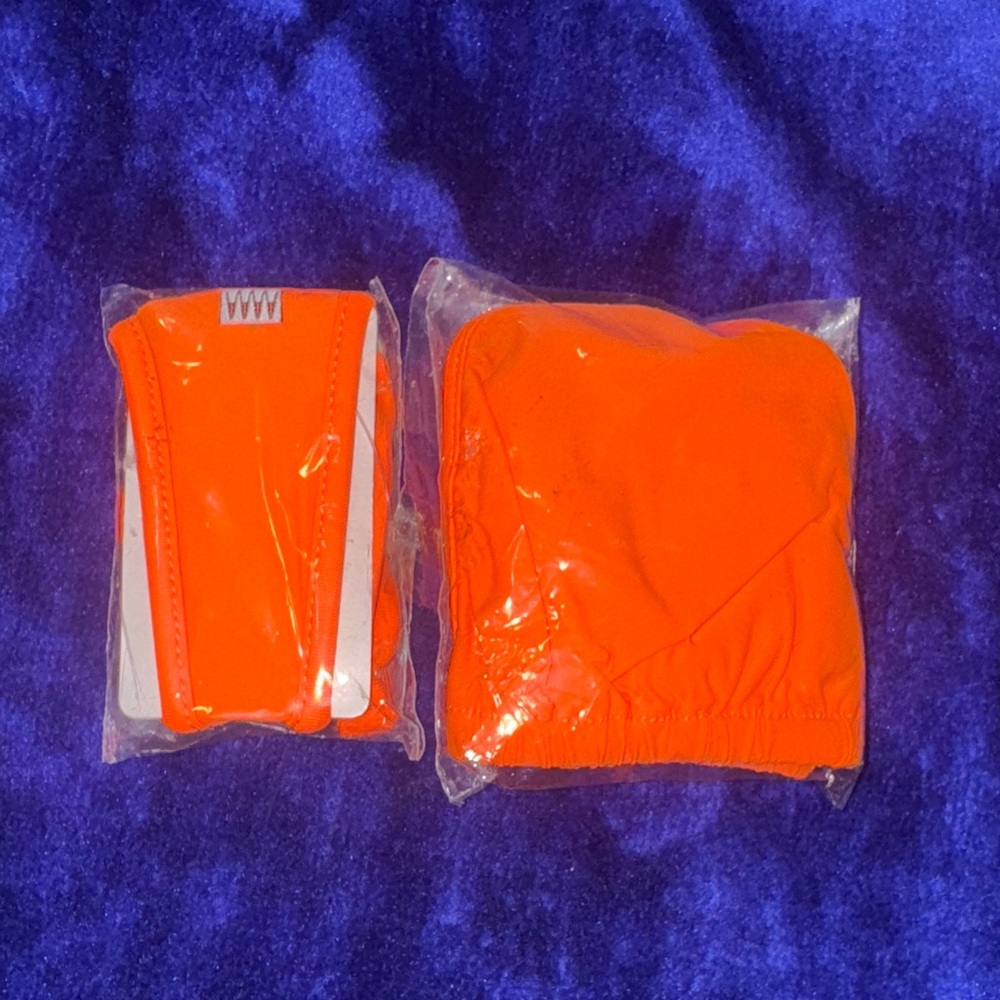 NEW - 312 & 457 Sheer Vision tri top / string back bikini Large Neon Orange